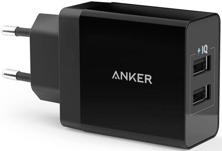 Anker PowerIQ 2port USB Ladegerät 24 W USB Schwarz Steckdose