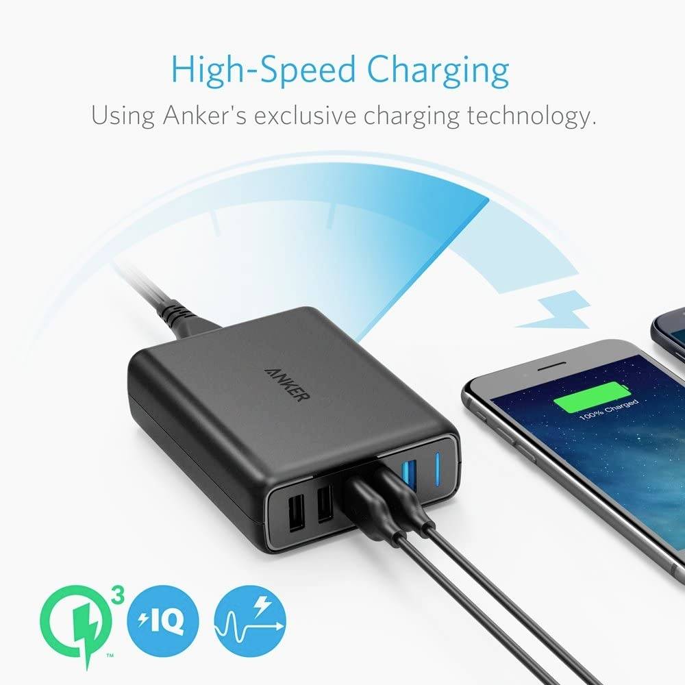 Anker Innovations Anker PowerPort 5 - Netzteil - 65 Watt - 4.8 A - IQ, QC 3.0 -