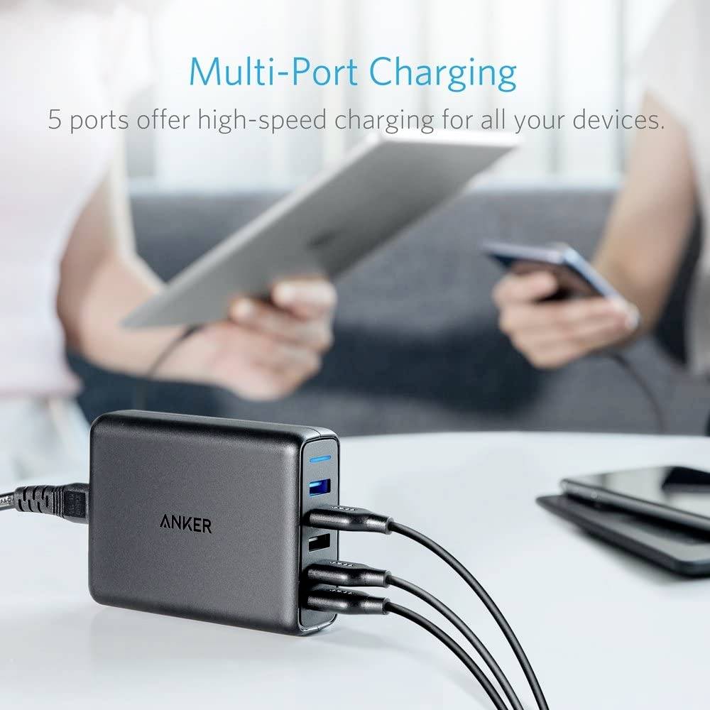 Anker Innovations Anker PowerPort 5 - Netzteil - 65 Watt - 4.8 A - IQ, QC 3.0 -