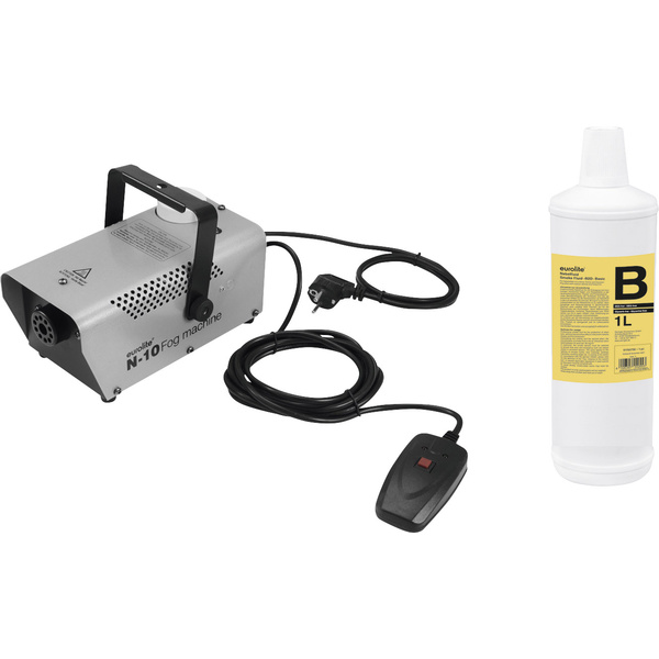Eurolite N-10 silber + B2D Basic Set machine à brouillard avec télécommande filaire, avec indicateur du niveau de remplissage