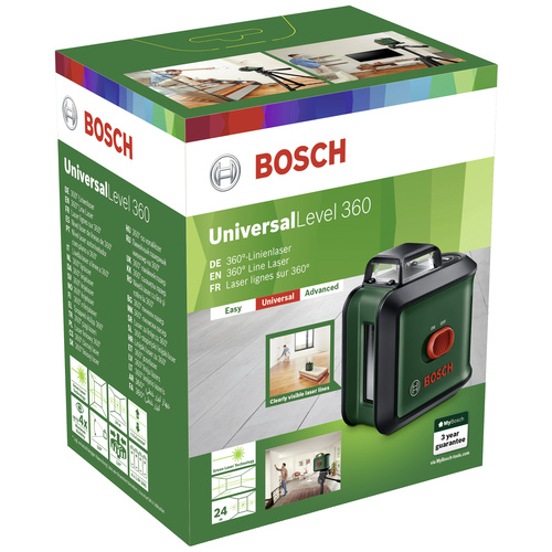 Bosch Home and Garden UniversalLevel 360 Kreuzlinienlaser inkl. Tasche, selbstnivellierend Reichweite (max.): 12m