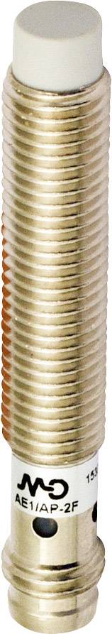 Ein zylindrischer Sensor mit metallischem, geripptem Gehäuse und weißer Spitze. Unten sind kleine Löcher und der Code 'AE1/AP-ZP'.