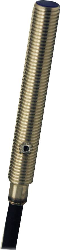 Ein zylindrischer, metallischer Sensor mit geriffelter Oberfläche und angeschlossenem Kabel.