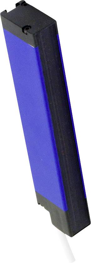 Ein länglicher, blauer Sensor mit schwarzem Rand, schräg dargestellt. Verwendet zur Erfassung von Bewegungen oder Positionen.