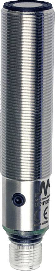 Ein zylindrischer Metallsensor mit geriffeltem Körper und Anschlüssen, verwendet für automatisierte Steuerung oder Messungen in industriellen Anwendungen.