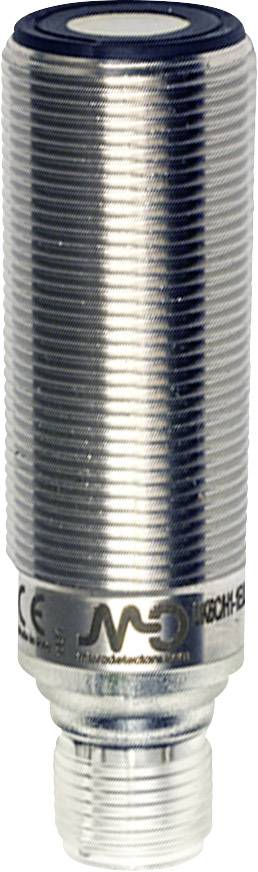 Ein zylindrischer Sensor mit metallischem Gehäuse und Steckverbindung, geeignet für industrielle Anwendungen.