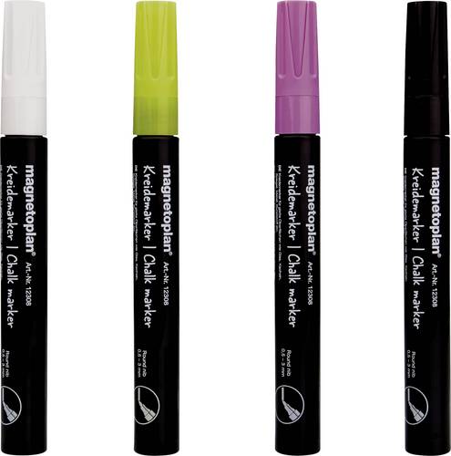 Magnetoplan 12308 12308 Kreidemarker Weiß, Gelb, Pink, Schwarz 0.5 mm, 3mm