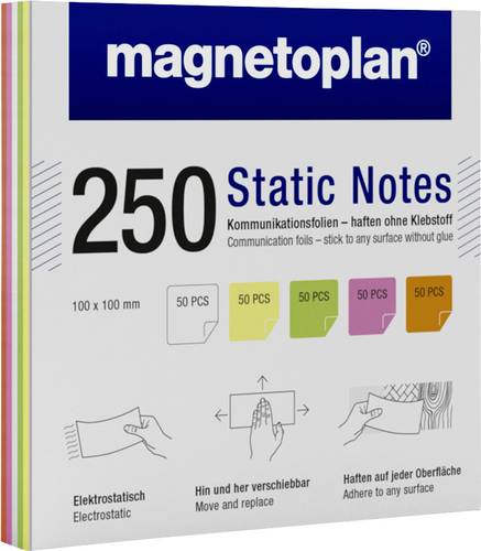 Magnetoplan Haftnotiz Static Notes 100mm x 100mm Weiß, Gelb, Grün, Rosa, Orange 250St.