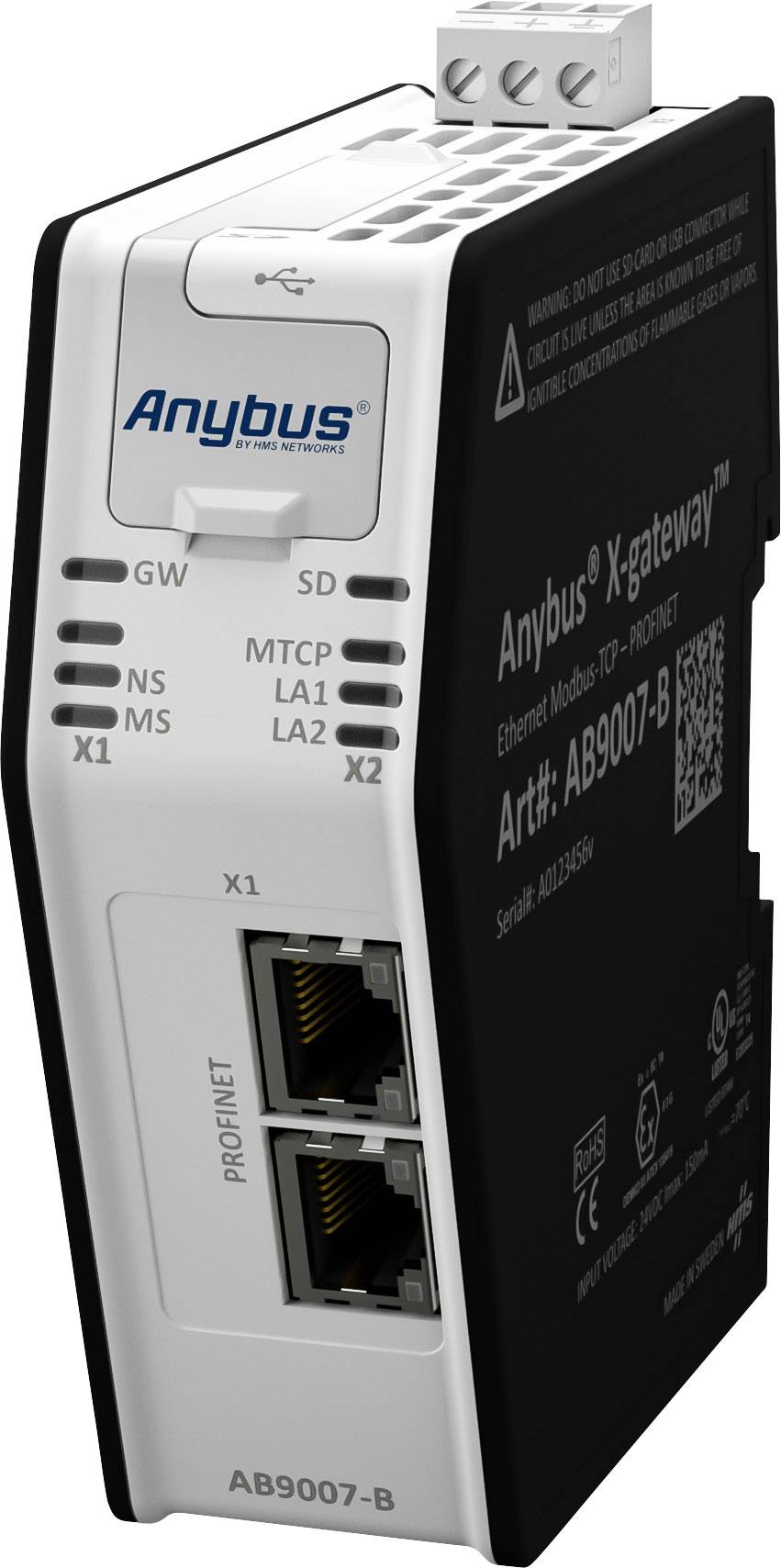 Anybus AB9007 Modbus-TCP Master/Profinet Gateway USB, RJ-45, Ethernet 24 V/DC 1St.