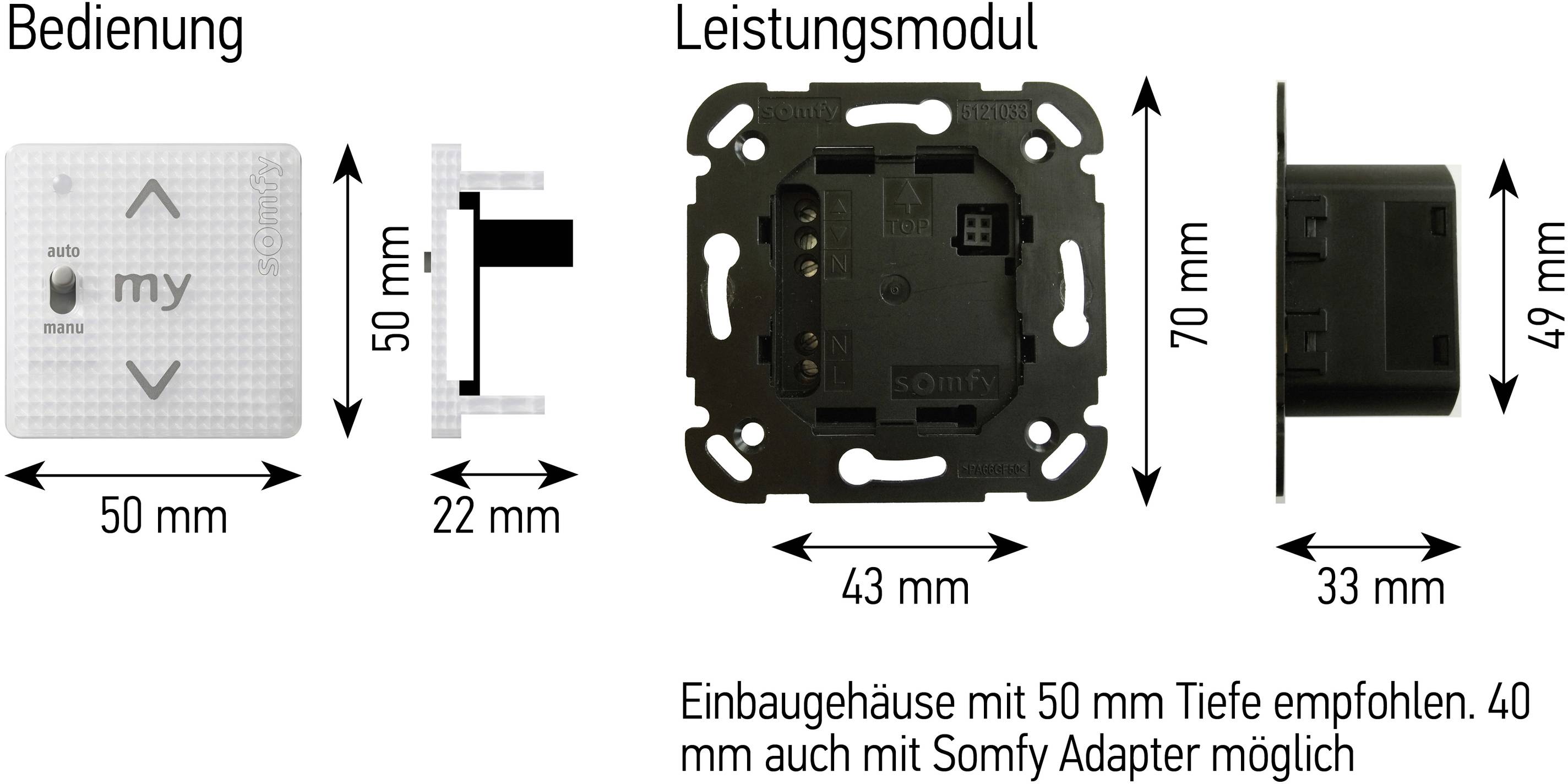 Somfy 1811404 Wandschalter IP30 868 MHz