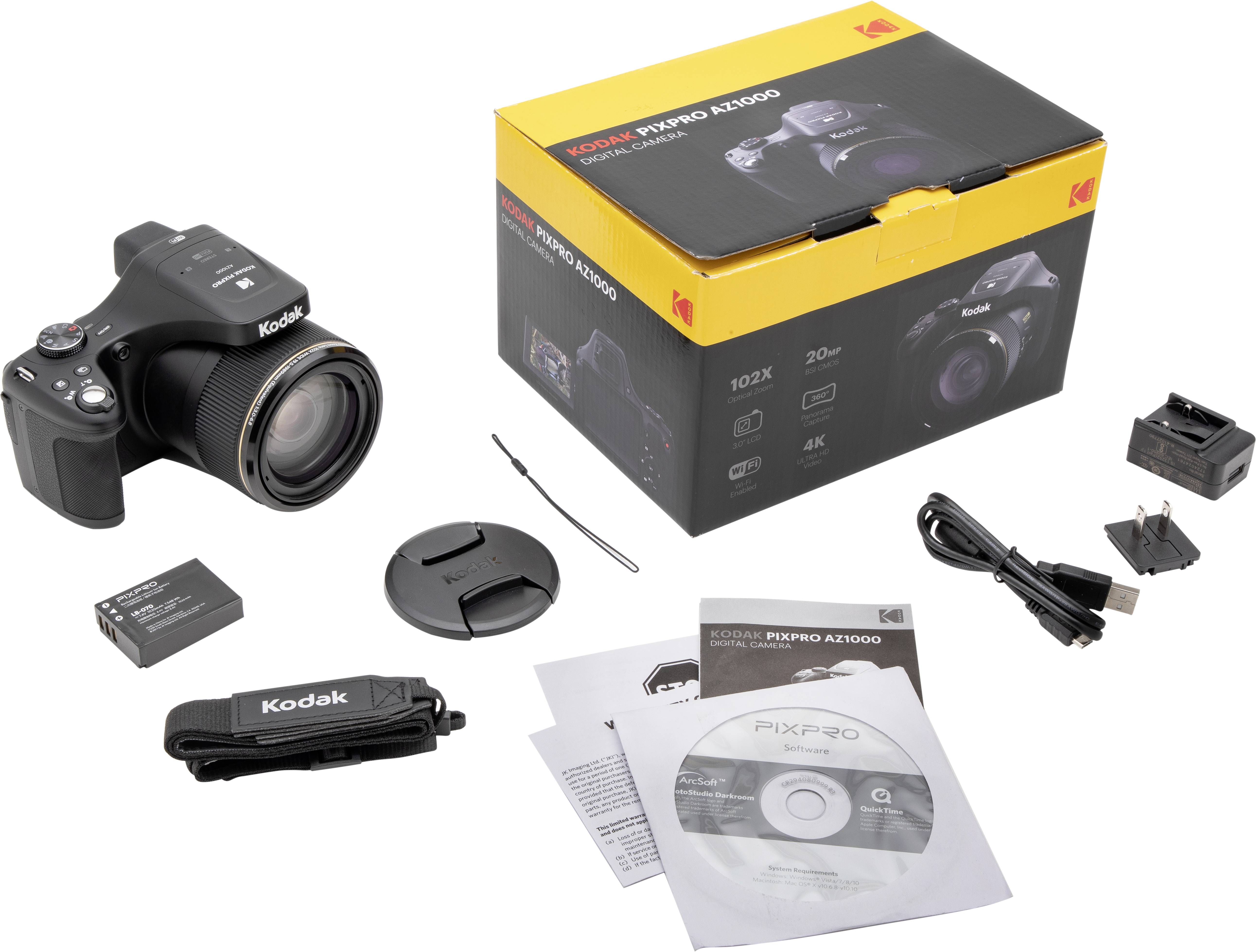 Kodak AZ1000 Digitalkamera 20 Megapixel Opt. Zoom: 102 x Schwarz inkl. Akku, inkl. Blitzgerät 4K-Video, WiFi, Bildstabilisierung