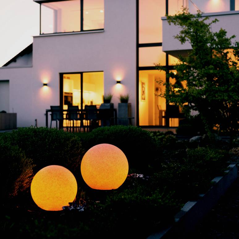 MegaLight D3835 SHINING STONE 38 Außen-Dekobeleuchtung E27 Grau-Weiß, Stein-Optik