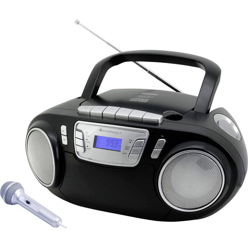 Soundmaster SCD5800SW CD-Radio UKW USB, Kassette, Radiorecorder Inkl. Mikrofon Schwarz
