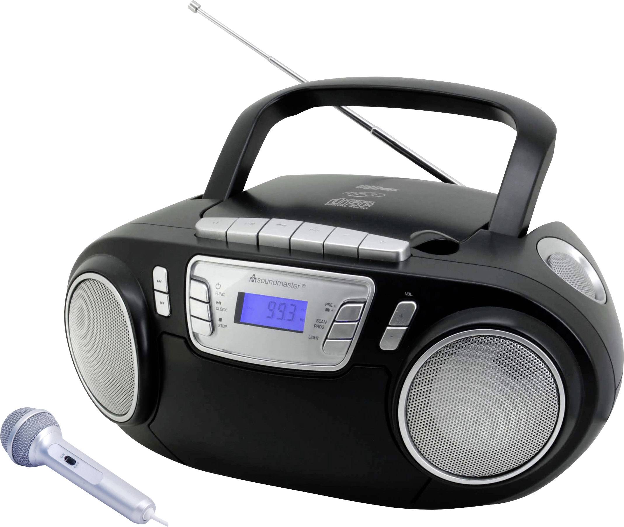 soundmaster SCD5800SW CD-Radio UKW USB, Kassette, Radiorecorder Inkl. Mikrofon Schwarz