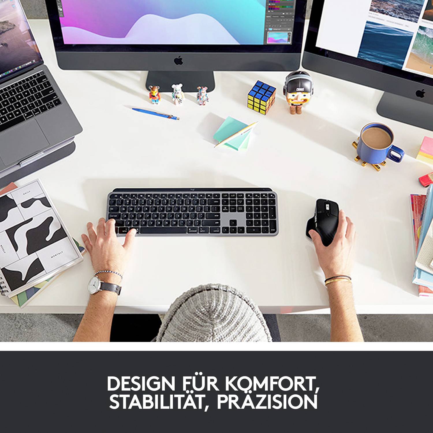 Logitech MX Keys for Mac Bluetooth® Tastatur Deutsch, QWERTZ, Mac Spacegrau Beleuchtet