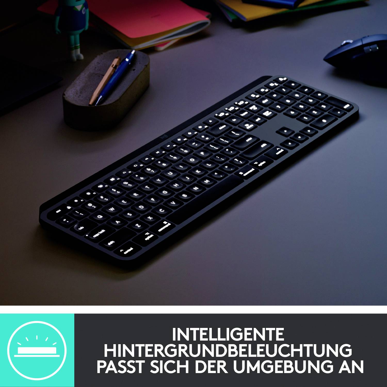 Logitech MX Keys for Mac Bluetooth® Tastatur Deutsch, QWERTZ, Mac Spacegrau Beleuchtet
