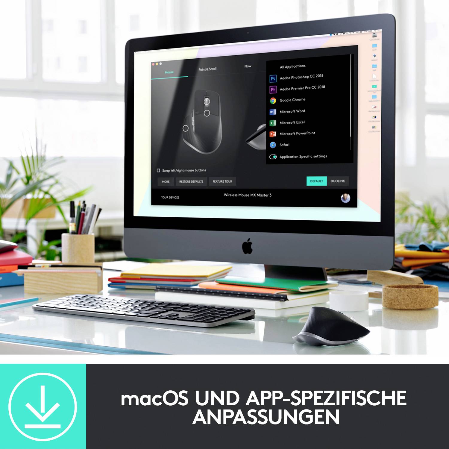 Logitech MX Master 3 Mac Version Ergonomische Maus Bluetooth®, Funk Optisch Graphit 7 Tasten 4000 d