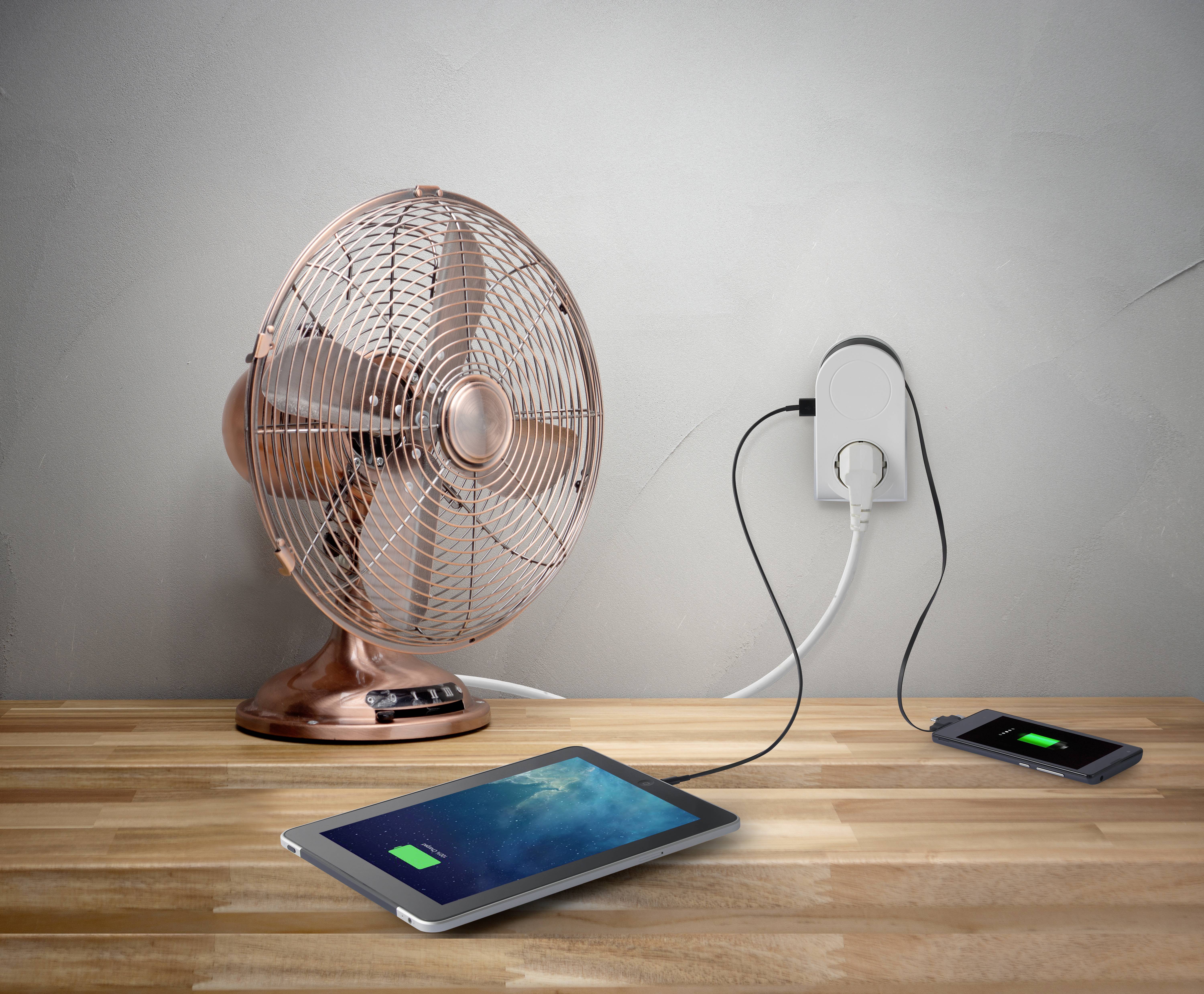 Sygonix SY-4547666 Zwischensteckdose mit USB 2polig Weiß, Schwarz