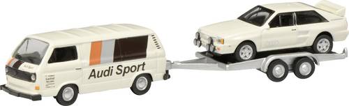 Schuco 452651000 H0 Volkswagen T3c Audi Sport m. Anhänger