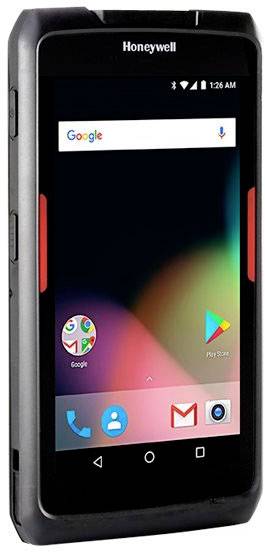 Ein modernes Handheld-Gerät von Honeywell mit einem Android-Betriebssystem und mehreren Apps auf dem Startbildschirm.