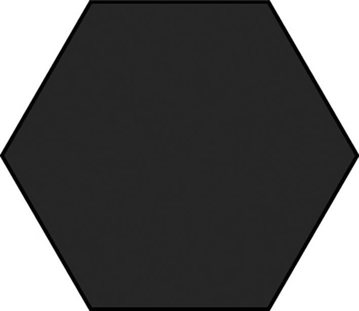 Schwarzes Sechseck auf weißem Hintergrund.