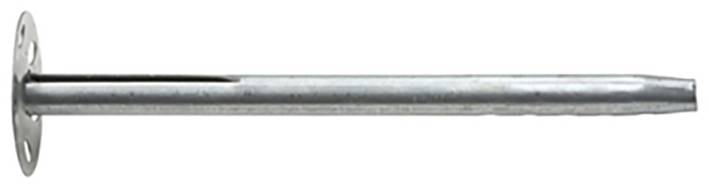 Metallstift mit rundem Kopf und flachem Schaft, seitlich gesehen. Er wird zur Befestigung von Dämmmaterial verwendet.