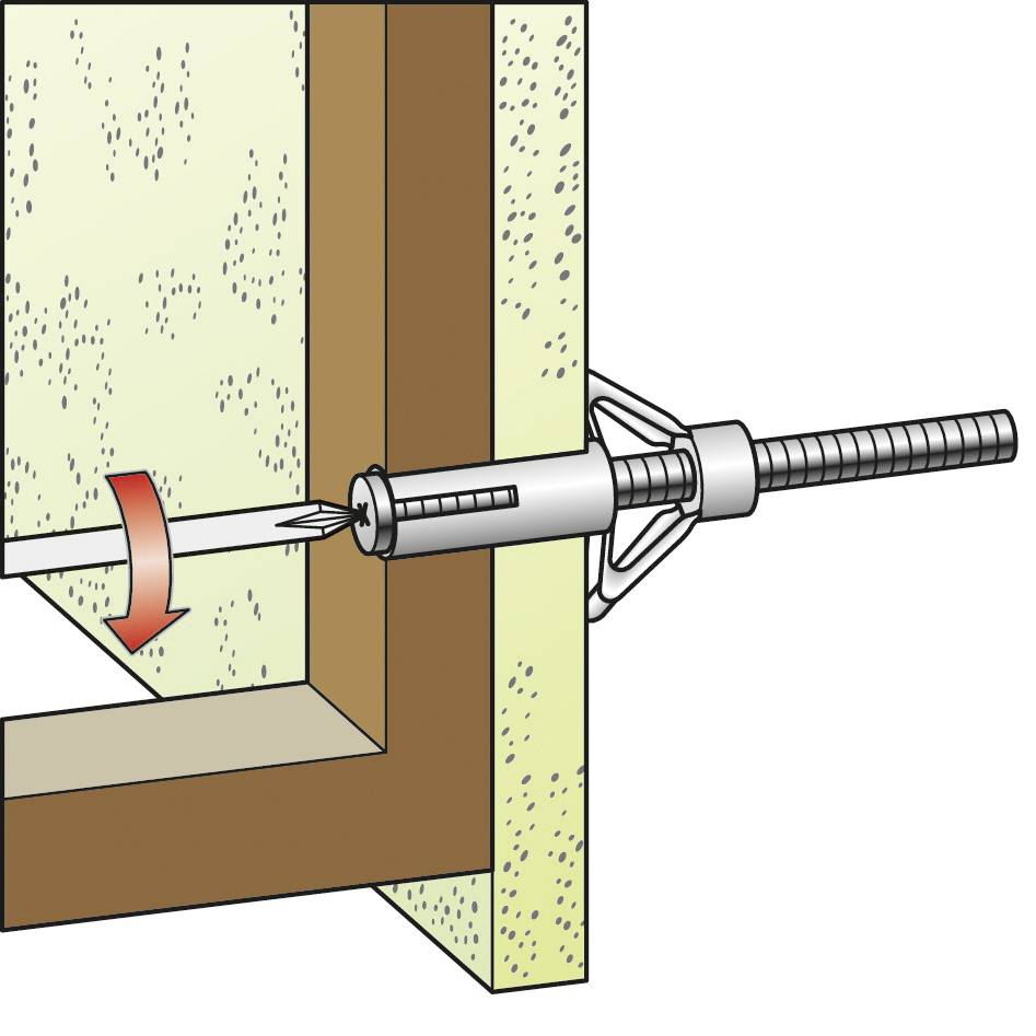 Illustration eines Spannschlosses, das durch Drehen die Spannung zwischen zwei Holzplatten erhöht. Veranschaulicht Montageprozess.