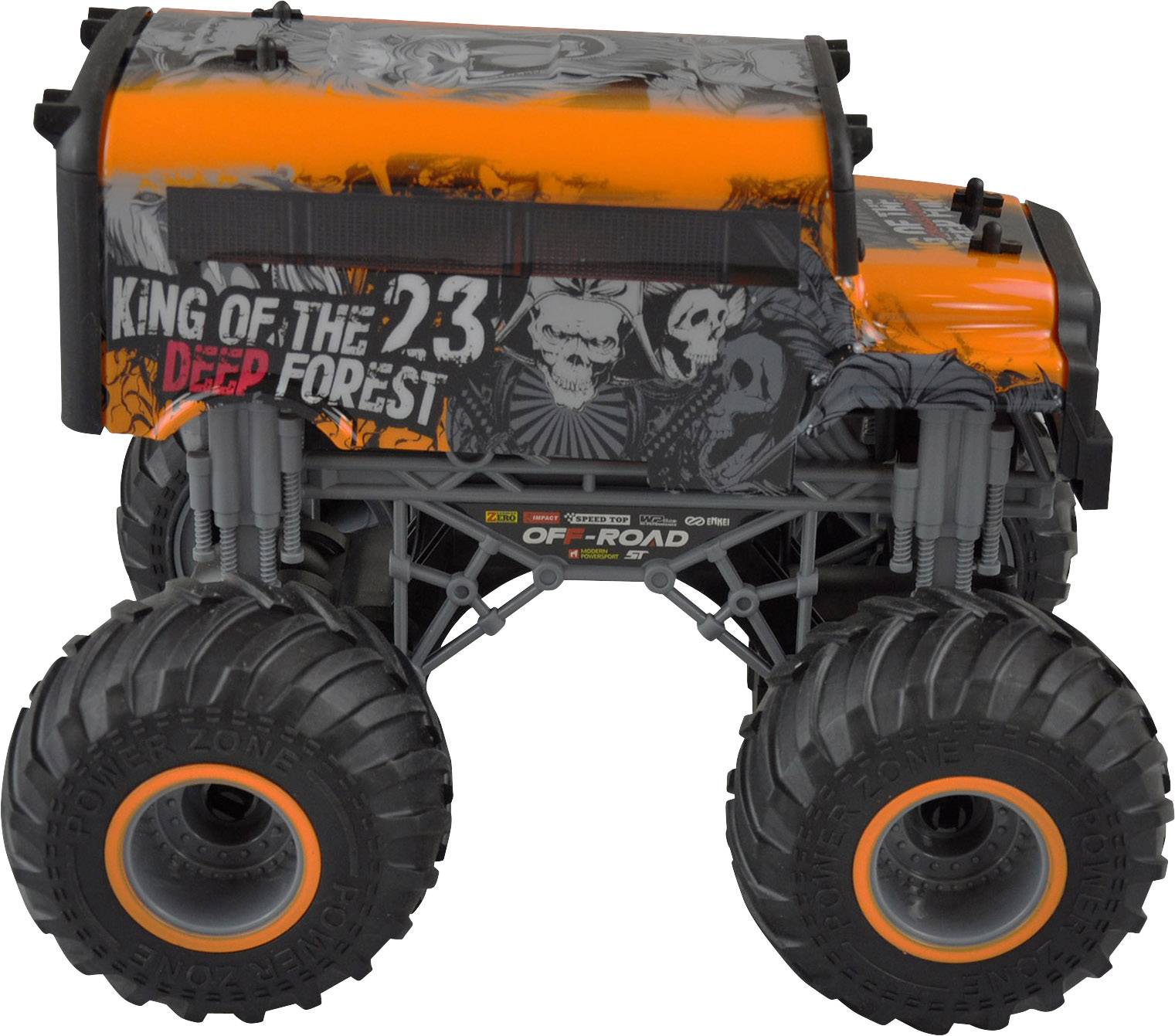 Amewi Crazy SchoolBus Orange 1:16 RC Einsteiger Modellauto Elektro Monstertruck 100% RtR 2,4GHz inkl. Akku, Ladegerät und