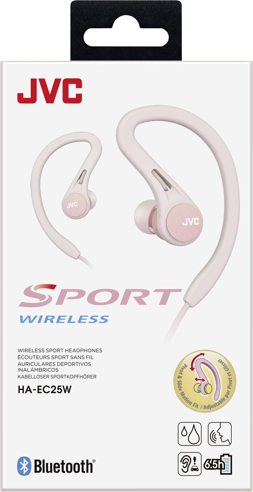 JVC HA-EC25W-P Bluetooth® Sport In Ear Kopfhörer In Ear Ohrbügel, Schweißresistent, Lautstärkere