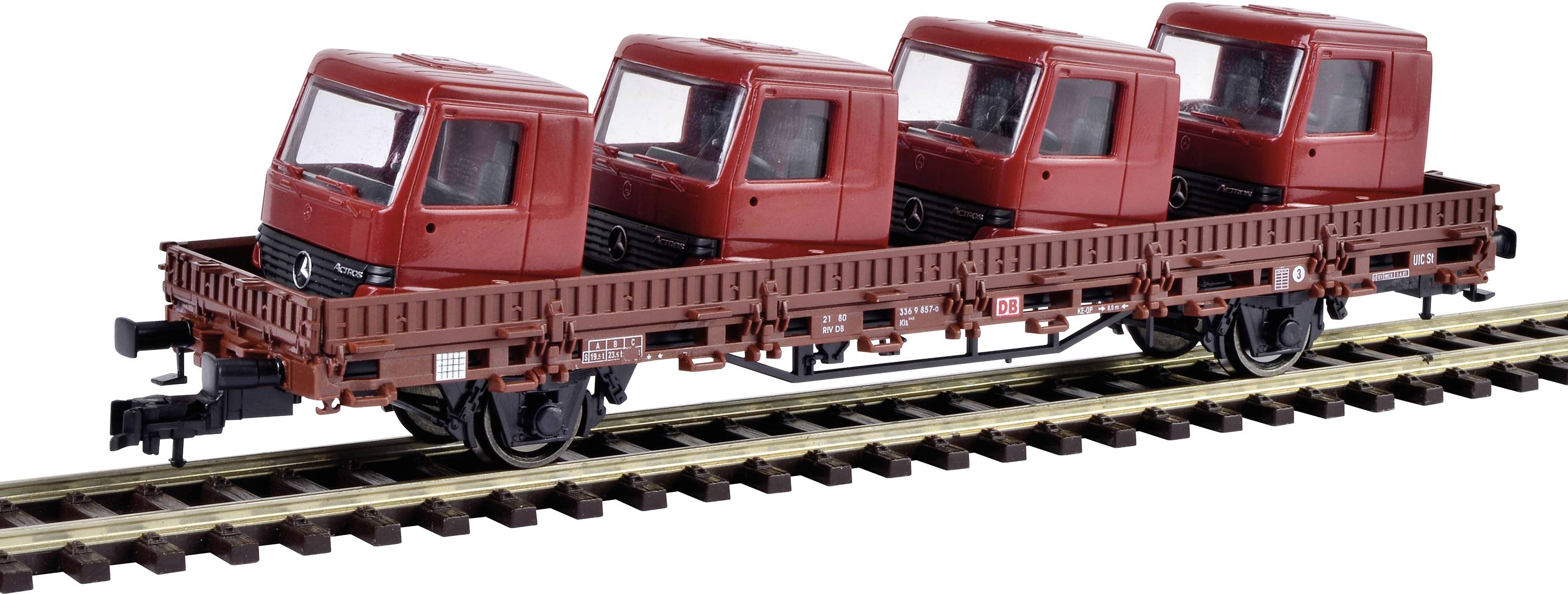 Kibri 26253 H0 Niederbordwagen mit Führerhäusern beladen der DB