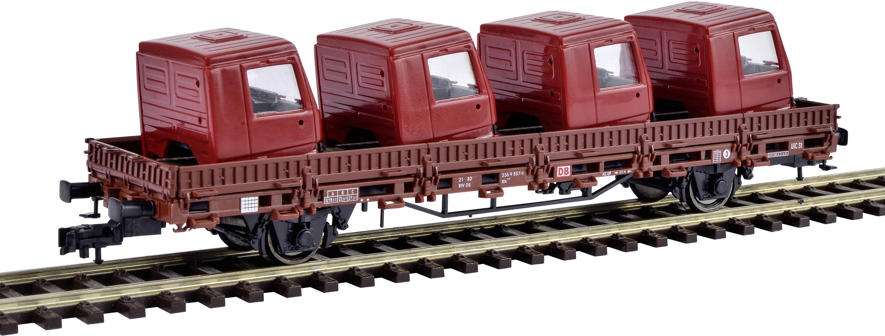 Kibri 26253 H0 Niederbordwagen mit Führerhäusern beladen der DB