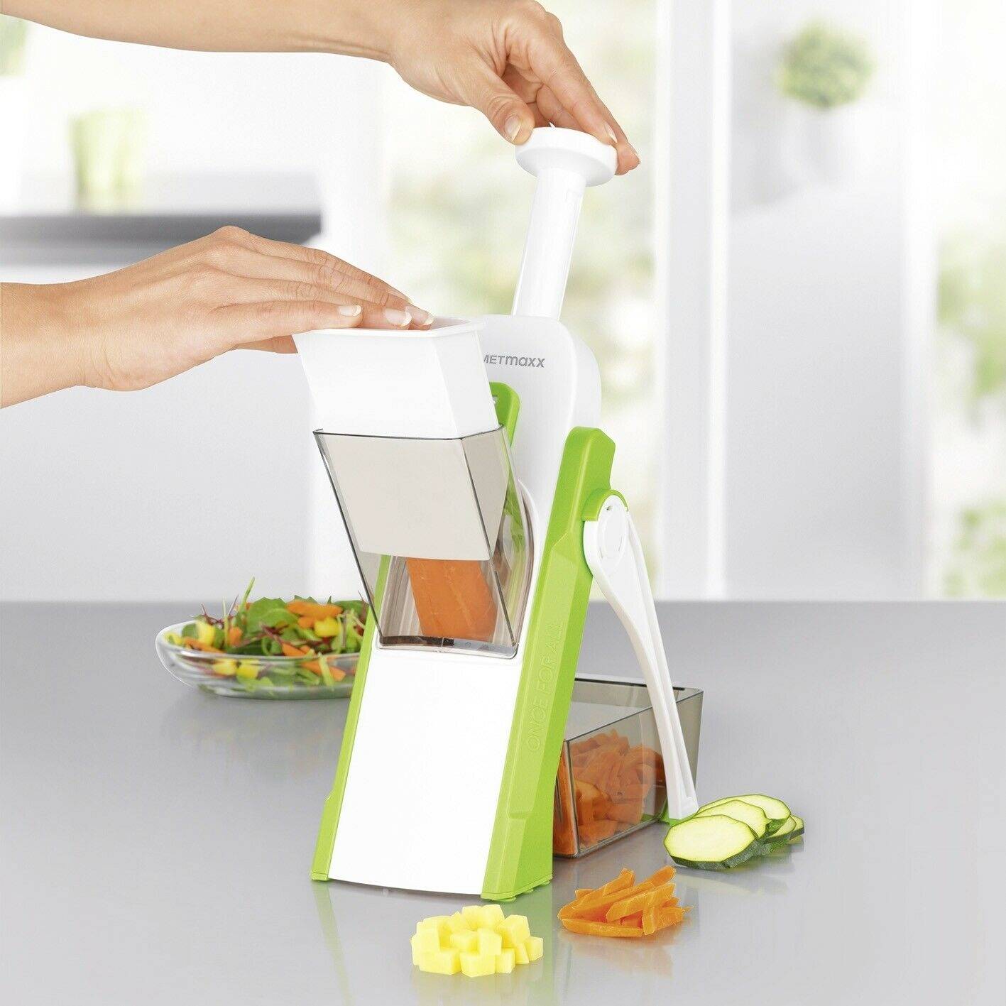 GourmetMaxx Push n Ready Allesschneider 04235 Weiß, Grün