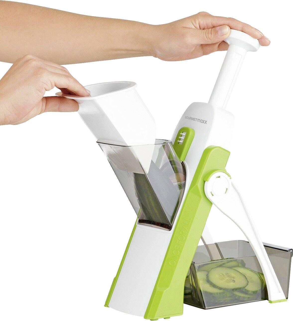 GourmetMaxx Push n Ready Allesschneider 04235 Weiß, Grün