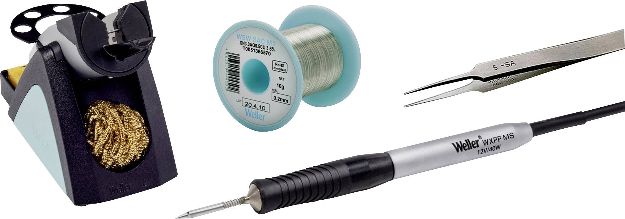 Weller WXPP MS LÖTSET RTP004SMS / WSR 208 Lötkolben-Set 12V 40W 100 - 550°C inkl. Pinzette, inkl. Lötzinn, inkl. Lötspitze, inkl