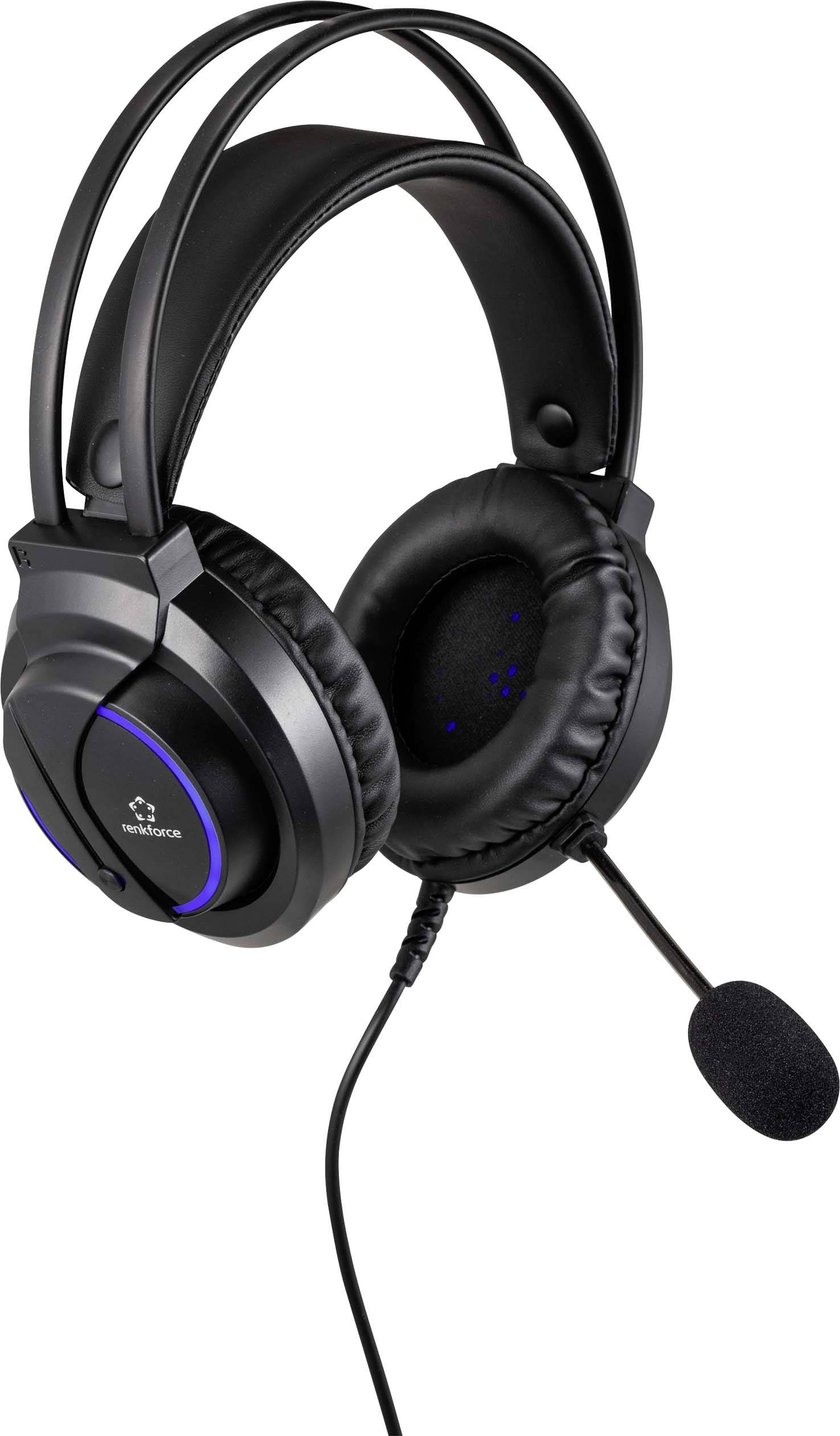Renkforce RF-GHD-200 Over Ear Headset kabelgebunden Stereo Schwarz Lautstärkeregelung Gaming