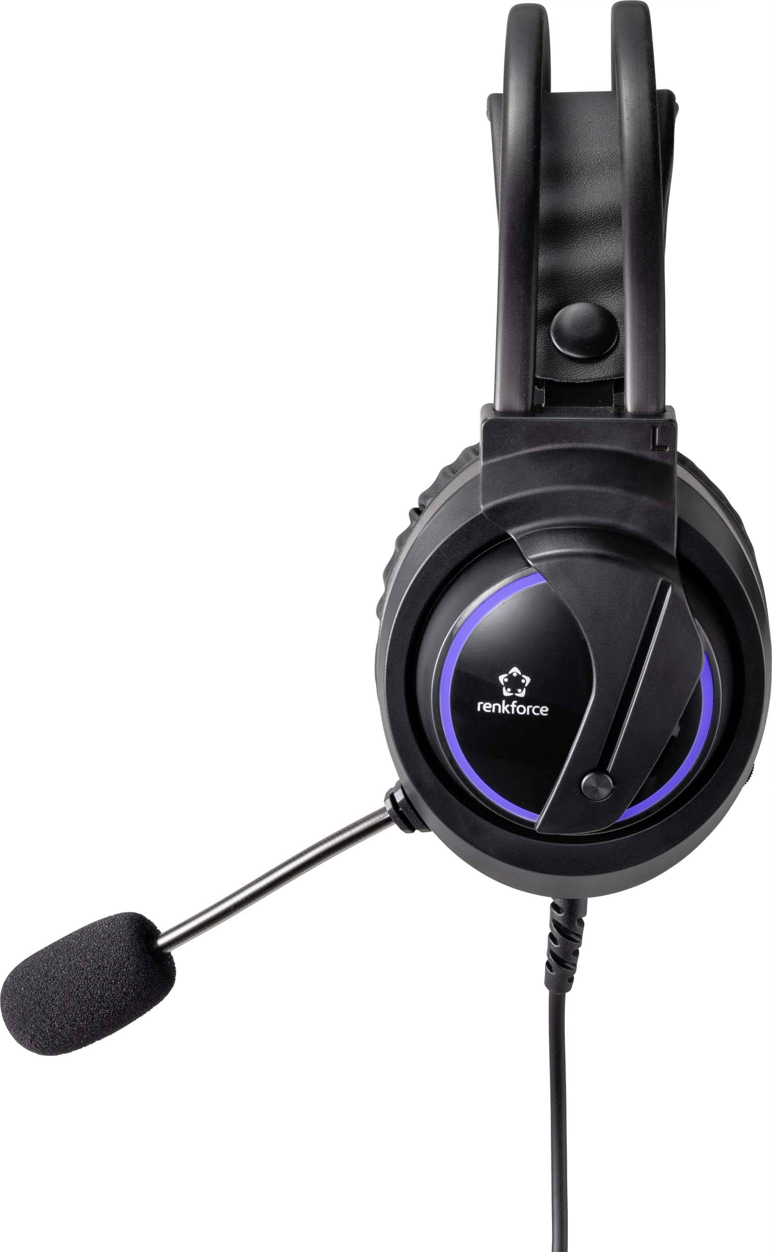Renkforce RF-GHD-200 Over Ear Headset kabelgebunden Stereo Schwarz Lautstärkeregelung Gaming