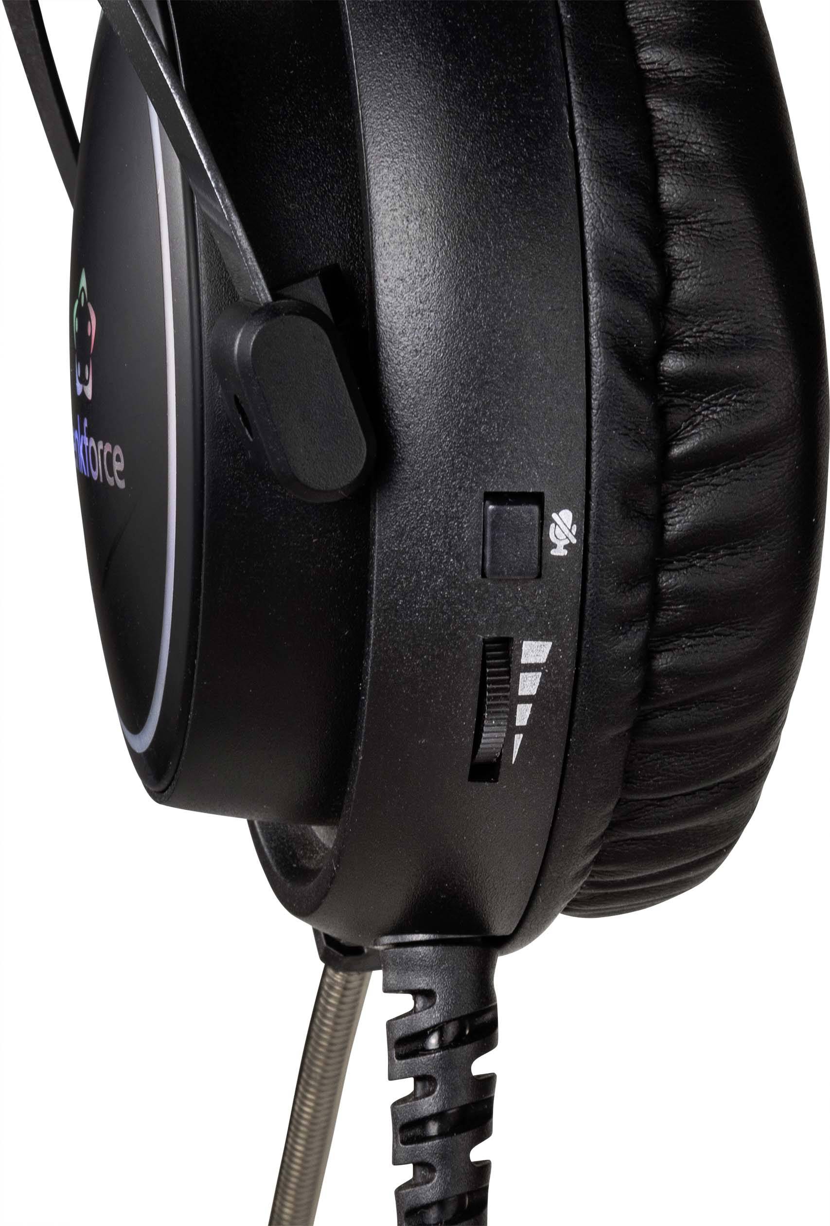 Renkforce RF-GH-300 Over Ear Headset kabelgebunden 7.1 Surround Schwarz Mikrofon-Stummschaltung, Lautstärkeregelung Gaming