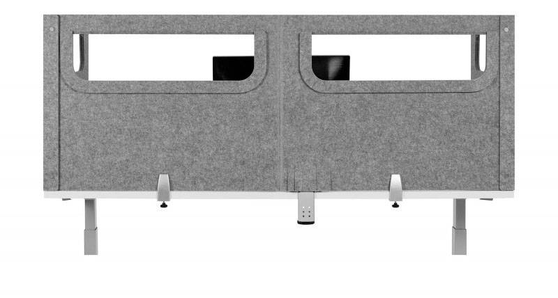 BakkerElkhuizen BNESSULGY160D60 Bakker Tischtrennwand U-Form ohne Acrylfenster grau 60cm tief