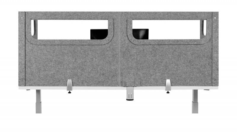 BakkerElkhuizen BNESSUALGY160D60 Bakker Tischtrennwand U-Form mit Acrylfenster grau 60cm tief