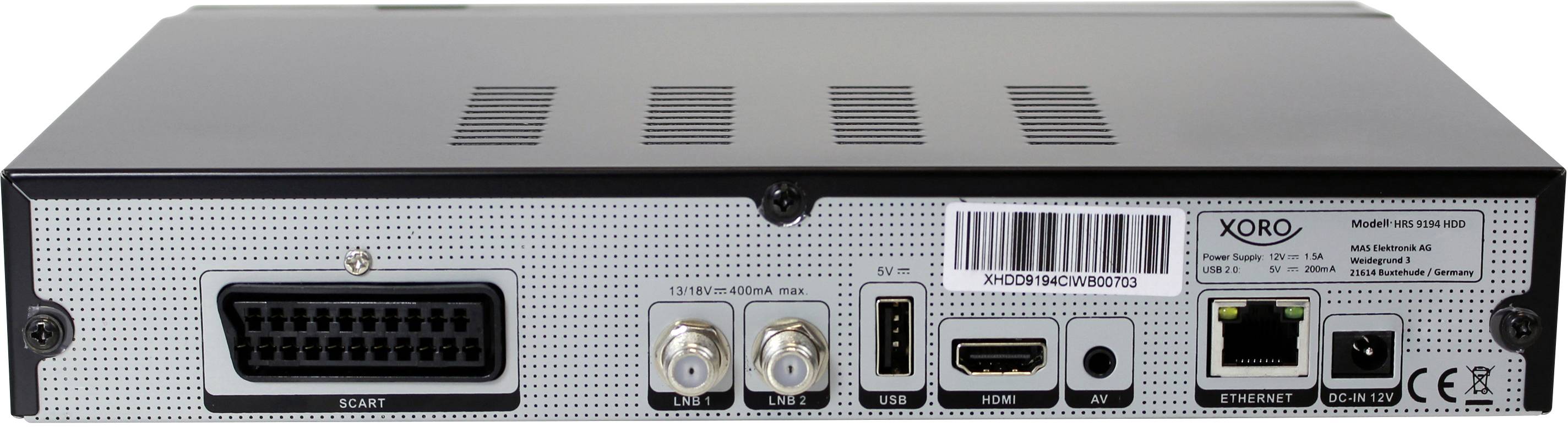 Xoro HRS 9194 SAT-Receiver Aufnahmefunktion, mit Festplatte, Twin Tuner Anzahl Tuner: 2