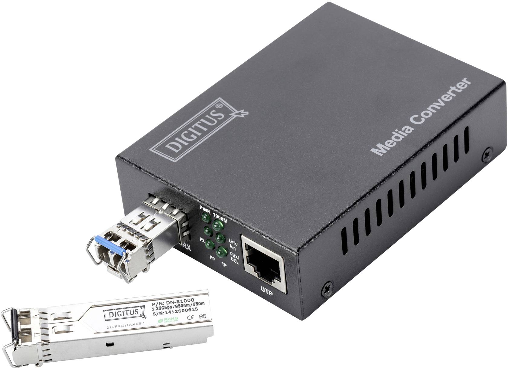 Digitus DN-82211 1 SFP, GBIC, LAN, LAN 10/100/1000 MBit/s, SFP Medienkonverter 1 / 10 GBit/s