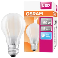 OSRAM HOMELIGHTING 4058075115897 LED EEK E (A - G) E27 Glühlampenform 6.5 W = 60 W Kaltweiß (Ø x L) 60 mm x 105 mm 1 St. OSRAM HOMELIGHTING 4058075115897 LED EEK E (A - G) E27 Glühlampenform 6.5 W = 60 W Kaltweiß (Ø x L) 60 mm x 105 mm 1 St.