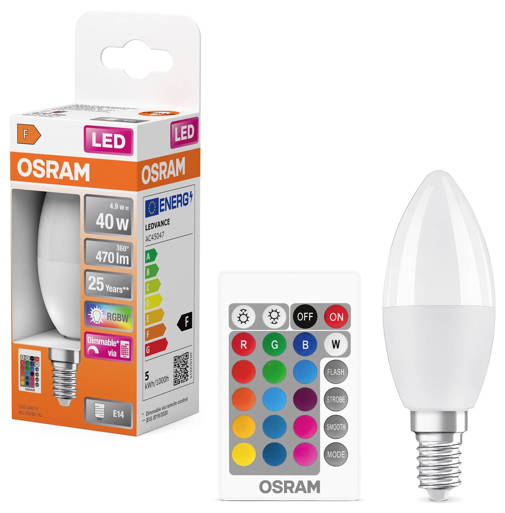 OSRAM HOMELIGHTING 4058075430853 LED EEK F (A - G) E14 Kerzenform 4.9W = 40W Warmweiß 1St.