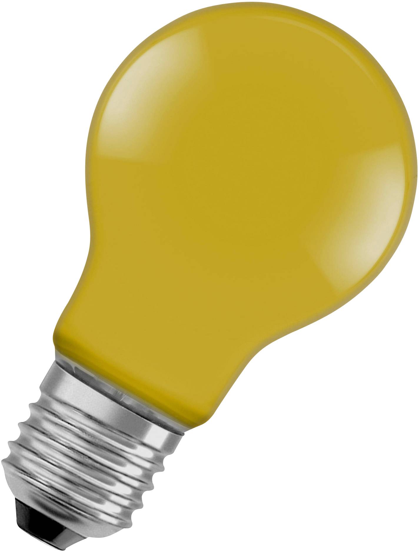 Gelbe Glühbirne vor weißem Hintergrund, symbolisiert Kreativität oder Idee.