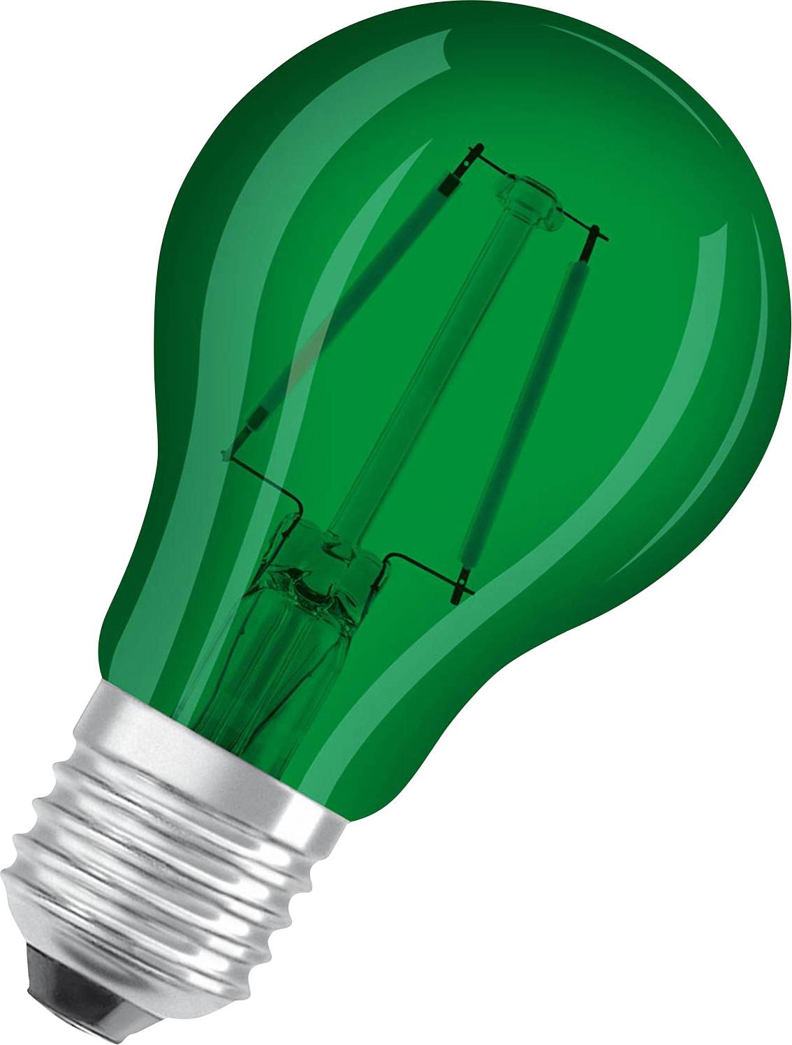 Eine grüne Glühbirne mit silbernem Sockel, die symbolisch für umweltfreundliche oder nachhaltige Energie steht.