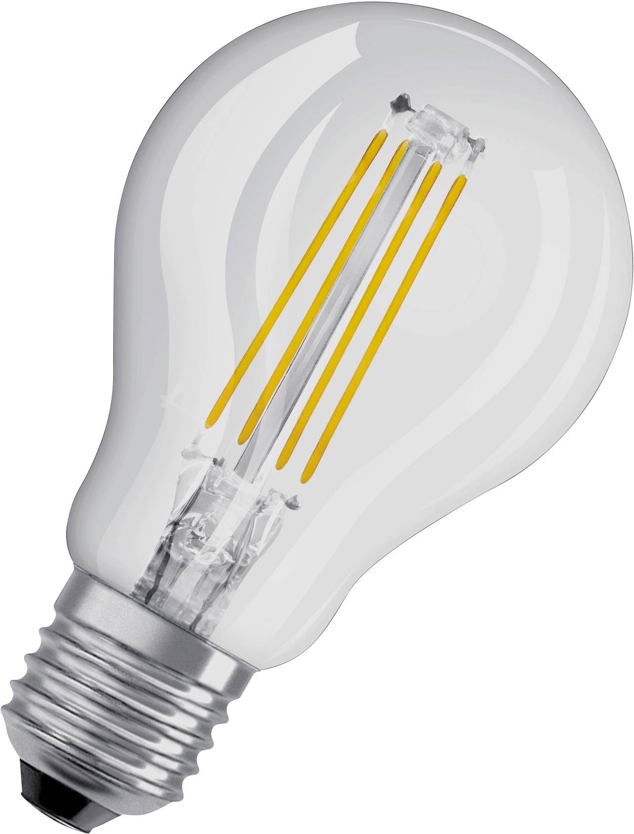 Eine Glühbirne mit sichtbaren Glühdrähten, die Energieeffizienz symbolisiert.