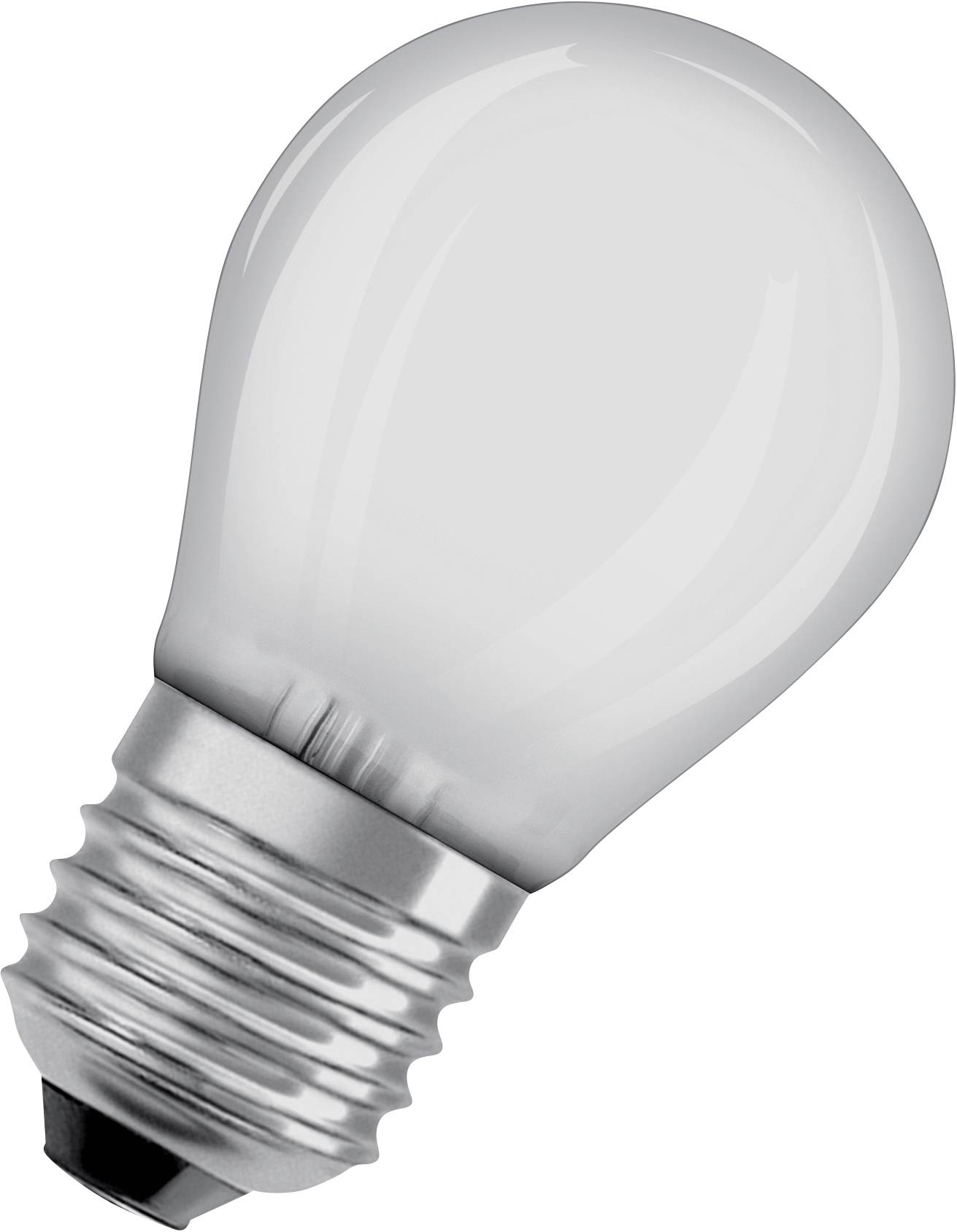 Eine einzelne Glühbirne mit Metallfassung, auf weißem Hintergrund. Sie symbolisiert Ideen oder Beleuchtung.