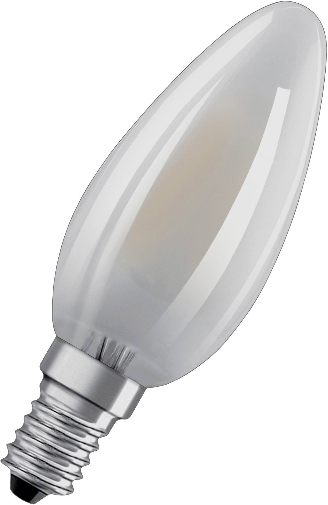 Eine LED-Kerzenlampe mit silbernem Schraubsockel, geeignet für dekorative Beleuchtung.
