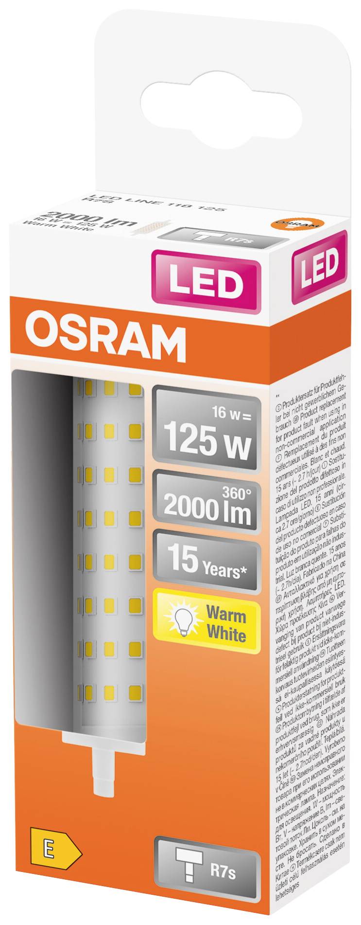 OSRAM HOMELIGHTING 4058075432673 LED EEK E (A - G) R7s Kolbenform 16W = 125W Warmweiß (Ø x L) 29mm x 118mm 1St.