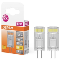 OSRAM HOMELIGHTING 4058075449800 LED EEK E (A - G) G4 Kolbenform 1.5W = 20W Warmweiß (Ø x L) 12mm x 33mm 2St. OSRAM HOMELIGHTING 4058075449800 LED EEK E (A - G) G4 Kolbenform 1.5W = 20W Warmweiß (Ø x L) 12mm x 33mm 2St.